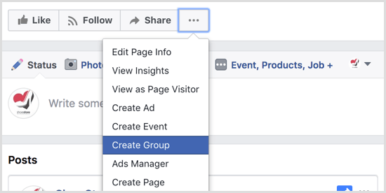 Facebook crea grupo con página