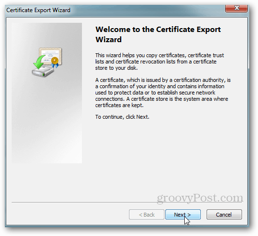 Exportación de certificados de Windows