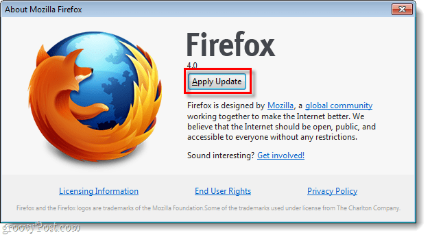 Actualización de aplicación de Firefox 4