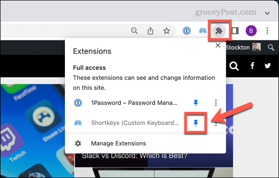 Anclar un icono de extensión en Chrome