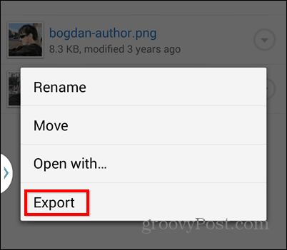 Exportación de Dropbox a exportación SD