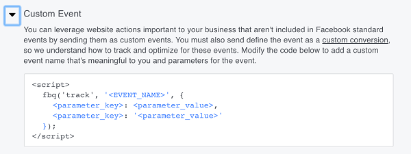 Facebook también te da la opción de crear eventos personalizados.