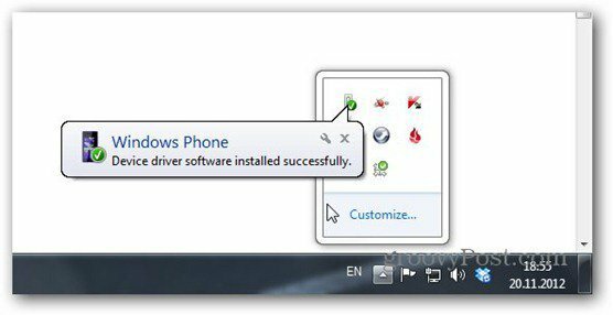 Windows Phone 8 conectado reconocido