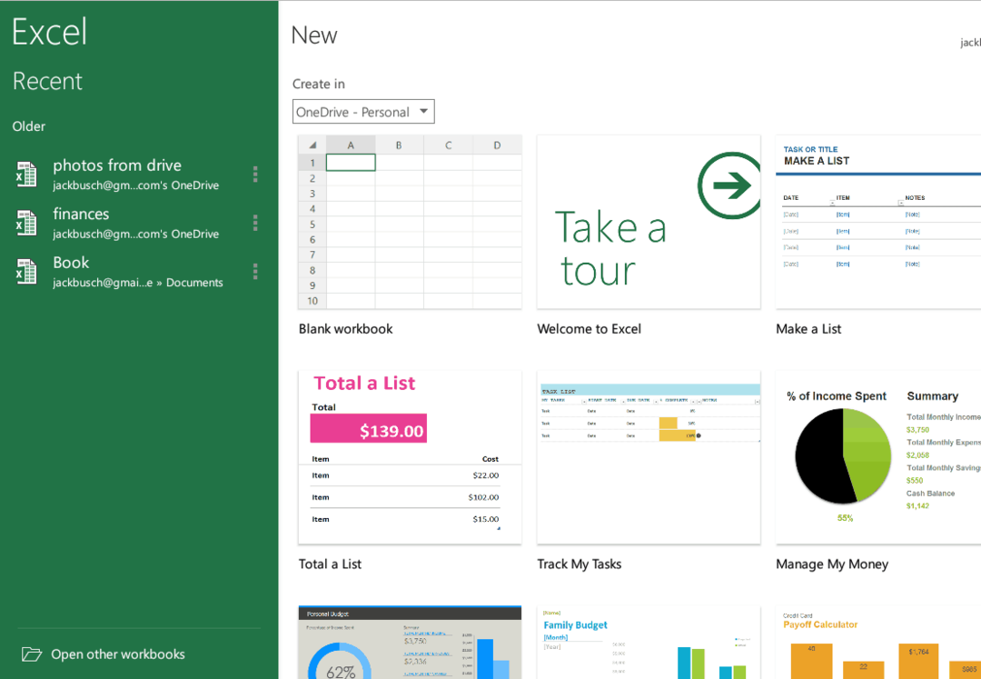 Microsoft Excel Chromebook