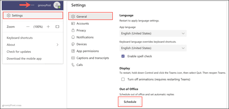 Programe fuera de la oficina desde su configuración