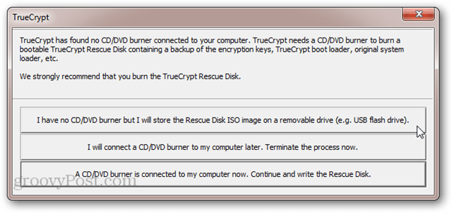 TrueCrypt sin grabadora de CD / DVD