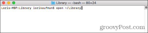 Abra la carpeta Biblioteca en Finder desde la Terminal en Mac