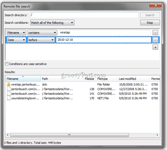 Búsqueda remota de archivos FTP FileZilla