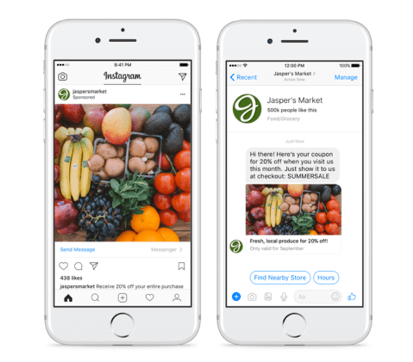 Facebook expande anuncios de clic a Messenger a Instagram.
