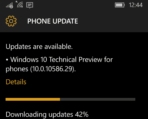 Nueva actualización de Windows Mobile 10586.29 disponible ahora