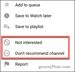 Detener un video de YouTube o una recomendación de canal