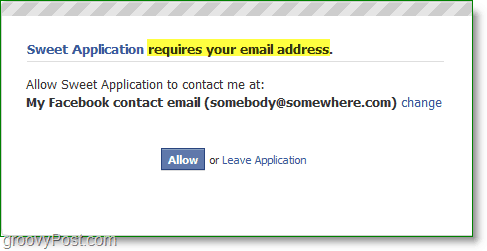 Captura de pantalla de correo electrónico no deseado de Facebook: requiere su dirección de correo electrónico