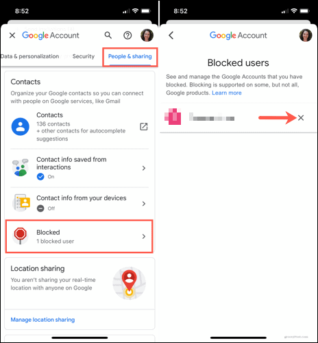 Desbloquear a un usuario en Google Drive en un dispositivo móvil