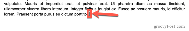 final del párrafo google docs