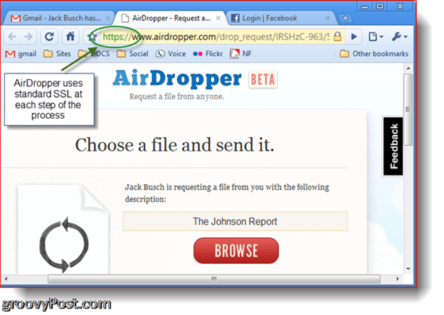 AirDropper Dropbox: elija el archivo para enviar