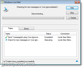 Prueba de sincronización de correo de Windows Live