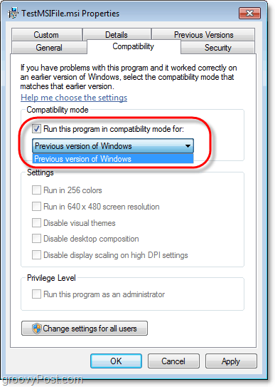 Cómo ver la información de compatibilidad para un archivo msi de Windows 7