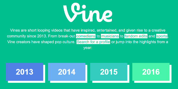 Twitter lanzó silenciosamente un archivo Vine desde 2013 hasta 2016 en el sitio de Vine.