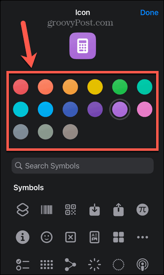 color del icono de acceso directo de iphone