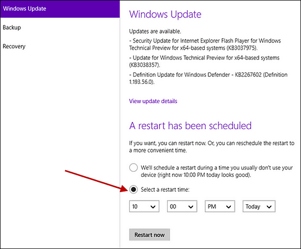 Programar reinicios de Windows Update en Windows 10