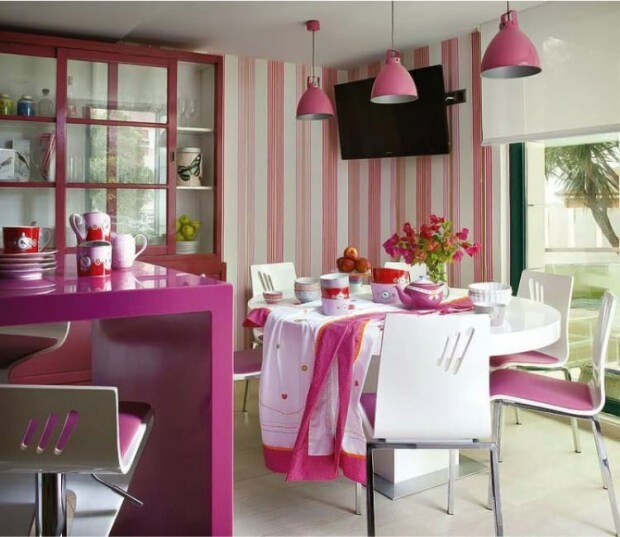 Recomendaciones modernas de decoración de cocina rosa