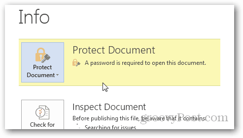 Proteger con contraseña y cifrar documentos de Office 2013: confirmar protección