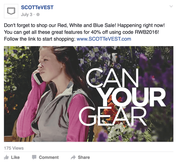 anuncio de video de facebook scottevest