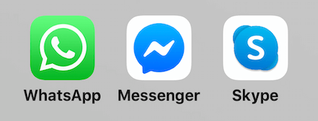 iconos para WhatsApp, Facebook Messenger y Skype