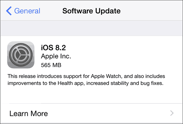 Apple iOS 8.2 para iPhone y iPad - Actualización de software