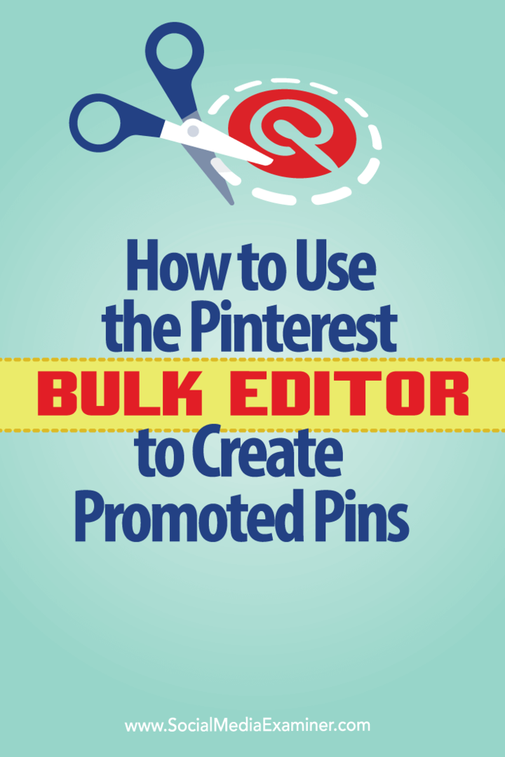 Cómo utilizar el editor masivo de Pinterest para crear pines promocionados: examinador de redes sociales