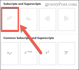 opción de superíndice de excel