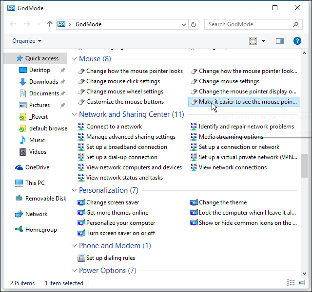 Cómo habilitar el modo Dios oculto en Windows 10