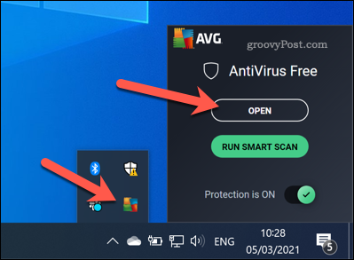 Abrir la interfaz de AVG en Windows