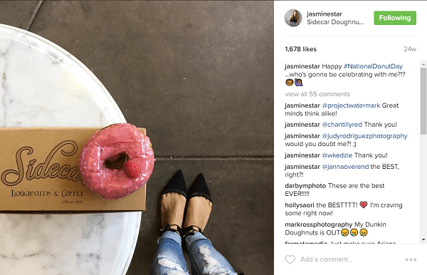 Jasmine Star descubrió que a sus fanáticos les encanta cuando publica donas en Instagram.