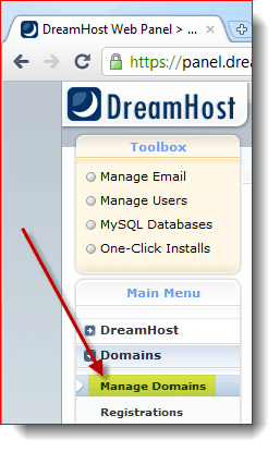 Administre su dominio en DreamHost