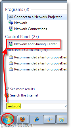 acceder a la red y al centro de intercambio en Windows 7