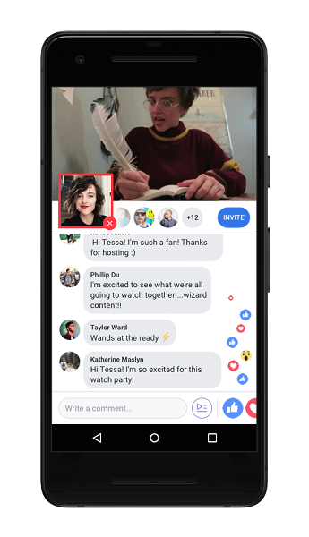 Facebook también está lanzando comentarios en vivo, que permiten que un anfitrión de Watch Party se transmita en vivo dentro de Watch Party, imagen en imagen, para compartir comentarios mientras se reproducen los videos.
