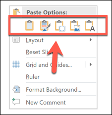 Opciones de pegado en PowerPoint