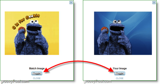 Captura de pantalla de TinEye: comparación de la imagen original y la imagen coincidente