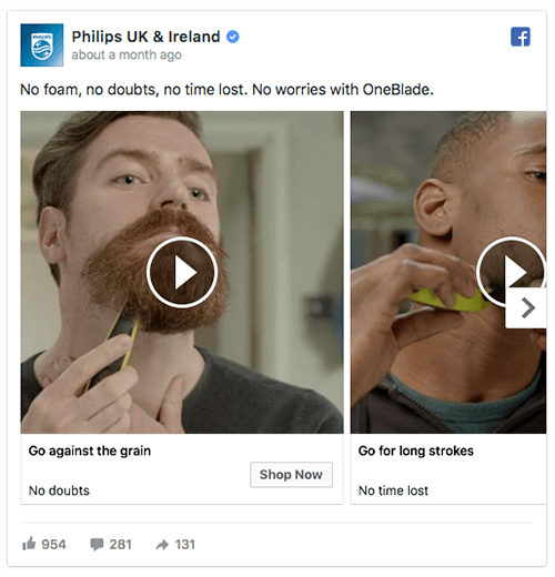 En un anuncio de carrusel de video, Philips presenta varios casos de uso para su producto.