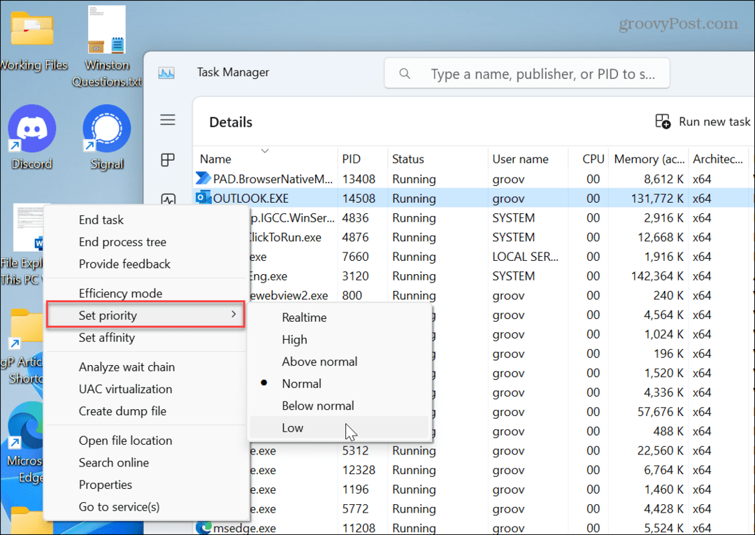 Uso de la CPU de la aplicación en Windows 11