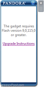 error de flash pandora gadget windows 7