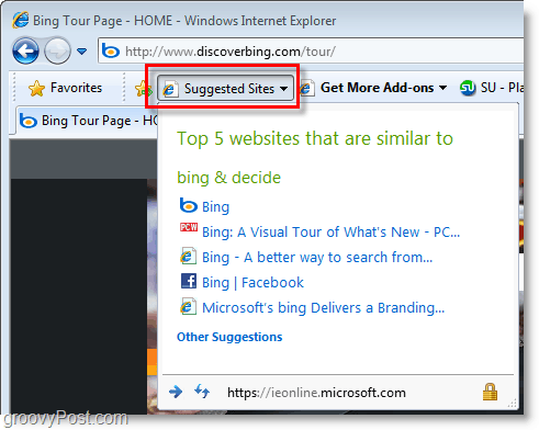 Internet Explorer 8: ¡los sitios sugeridos son molestos!