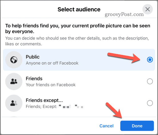 Establecer audiencia de imagen de Facebook
