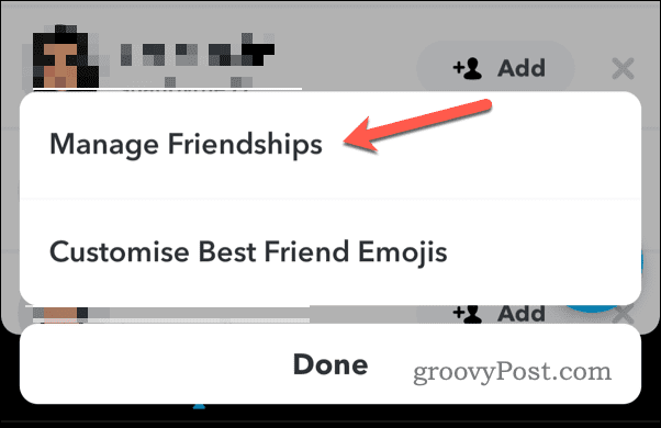 Administrar amistades en Snapchat