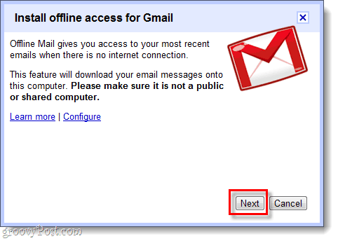 instalar acceso sin conexión para gmail