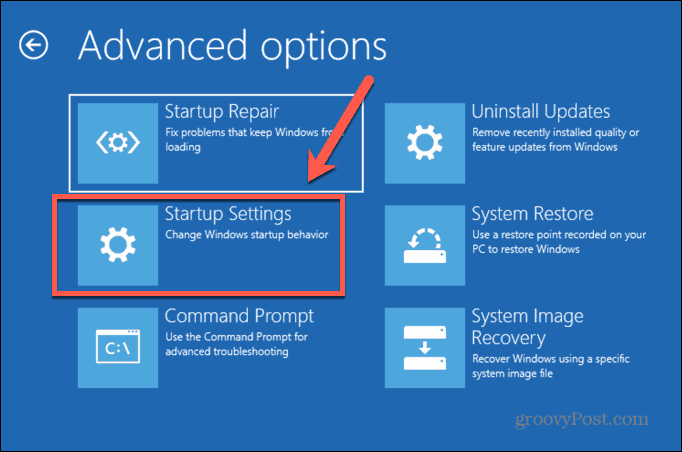 Configuración de inicio del modo seguro de Windows