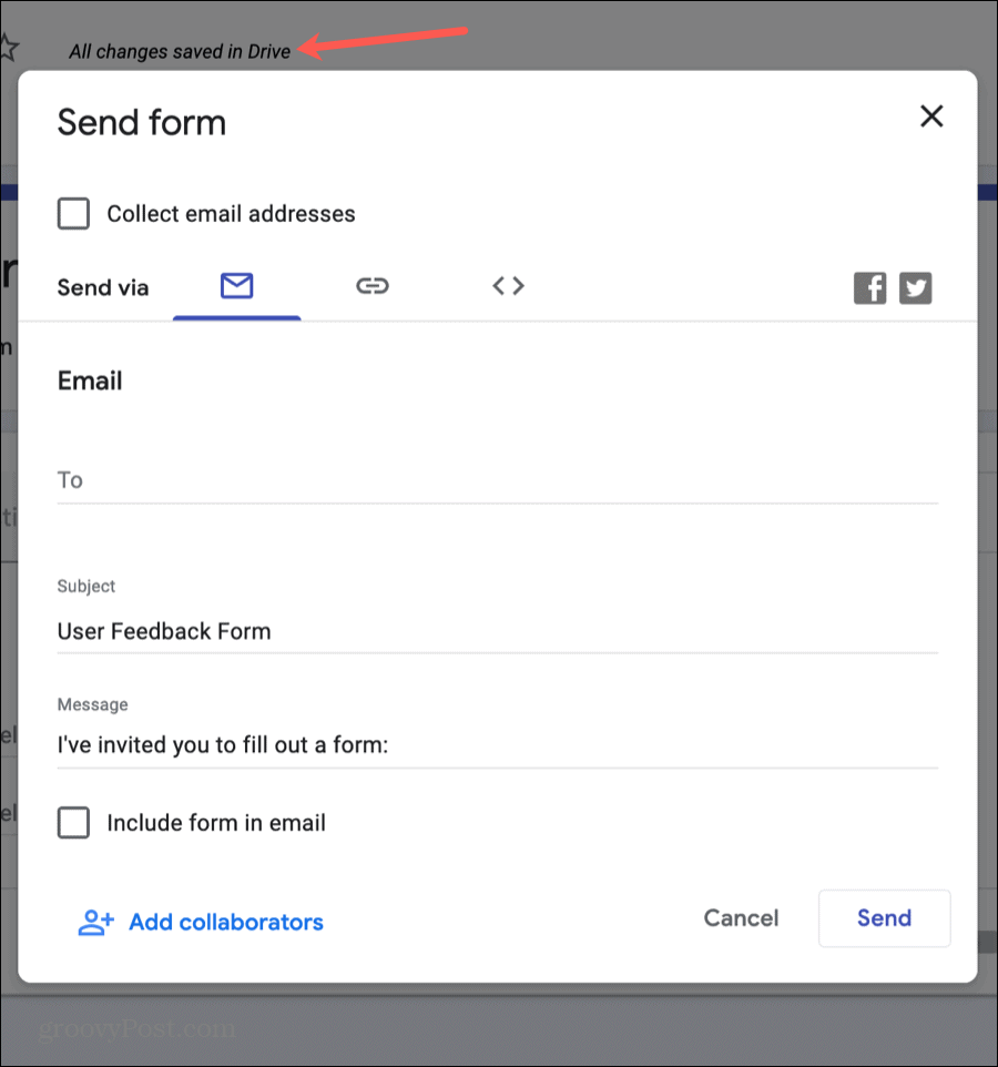Formularios de Google Envíe su formulario
