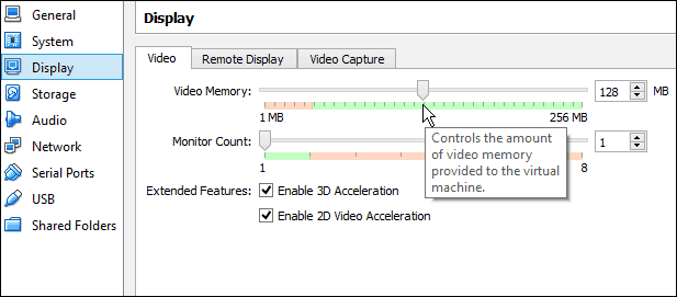 Establecer RAM de video
