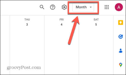 opciones de vista de calendario de google